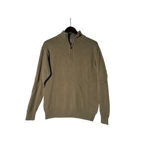 Oscar de la Renta 1/4 Zip Sweater Mens Green VTG Y2K Knit 90s Winter Casual